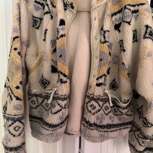 FP Movement by Free People Cream, Black & Yellow Patterned Teddy Jacket